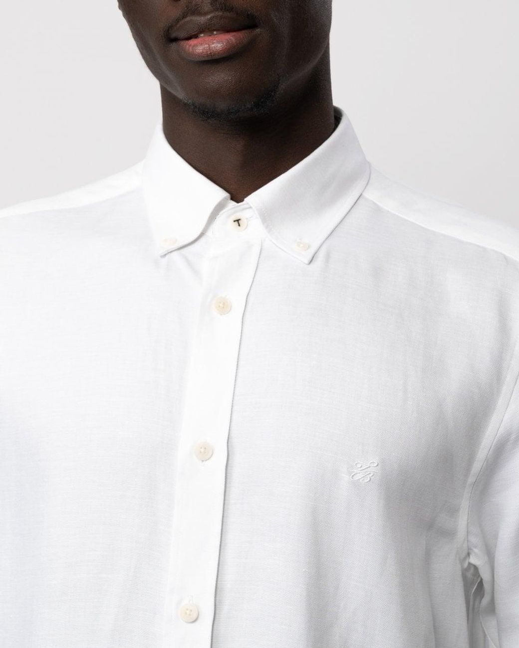 Ted Baker White Ognon Long Sleeve Cotton Lyocell Script Shirt for men