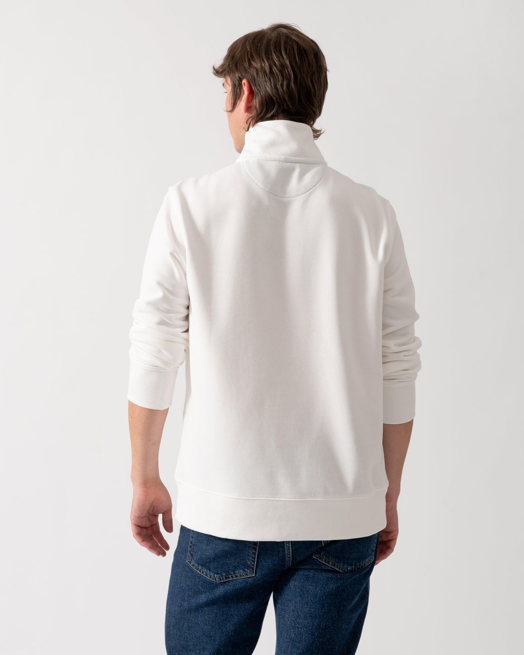 Gant White Regular Fit Shield Logo Half Zip Sweatshirt for men