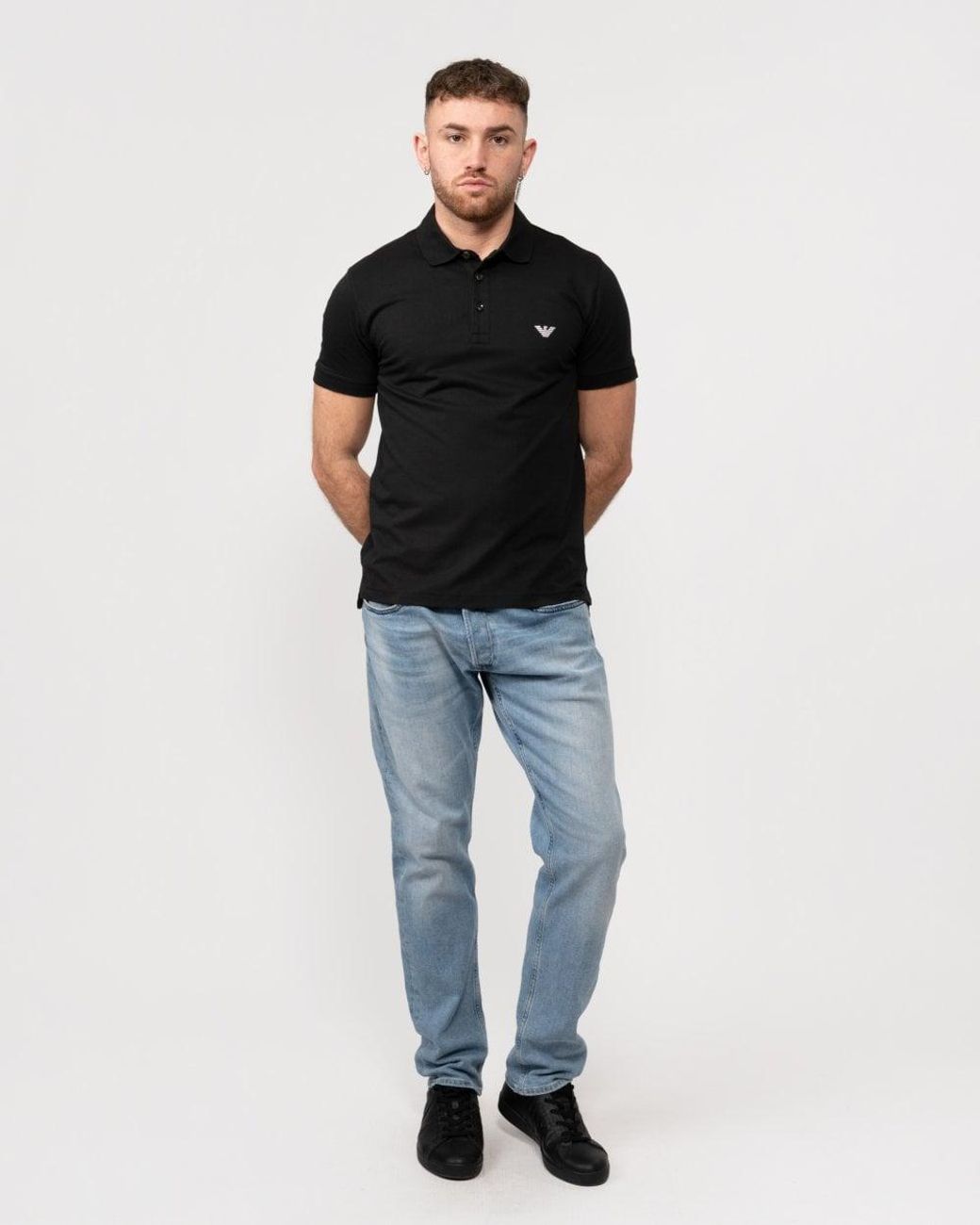 Emporio Armani Embroidered Eagle Beach Polo in Black for Men | Lyst