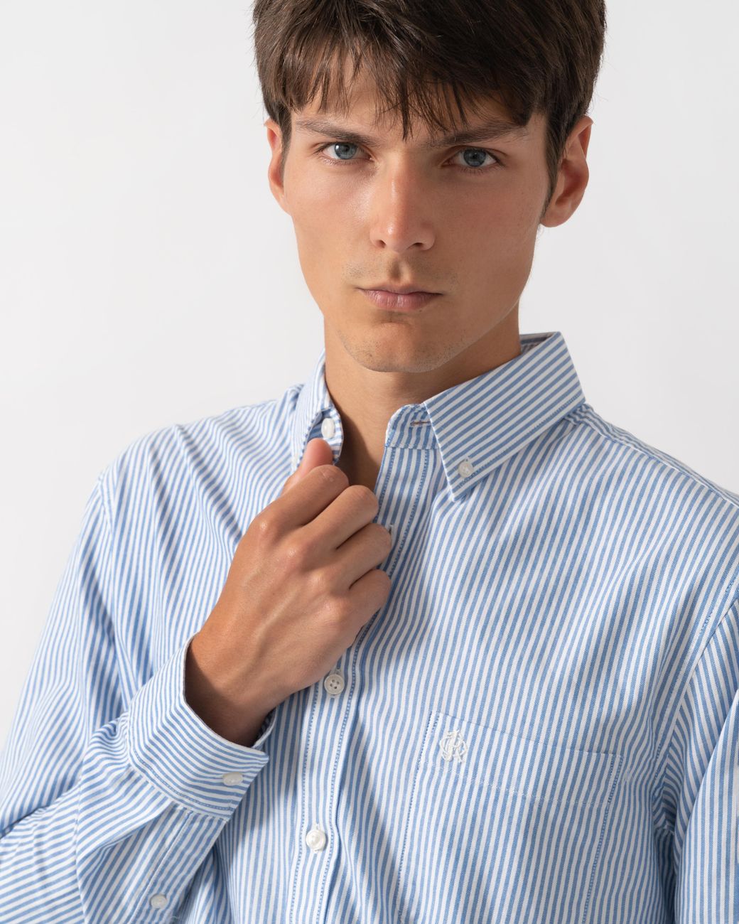 Joules Blue Classic Fit Stripe Oxford Shirt for men