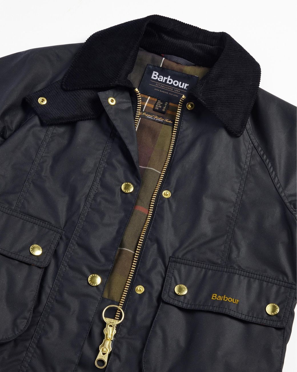 Barbour Blue Cropped Beadnell Wax Jacket