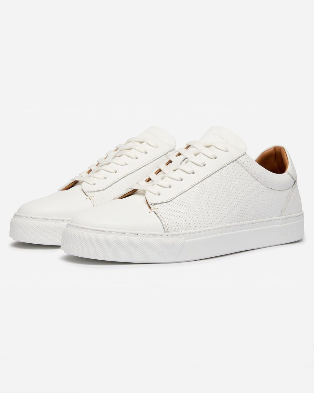 Oliver Sweeney White Almada Perforated Leather Trainers for men