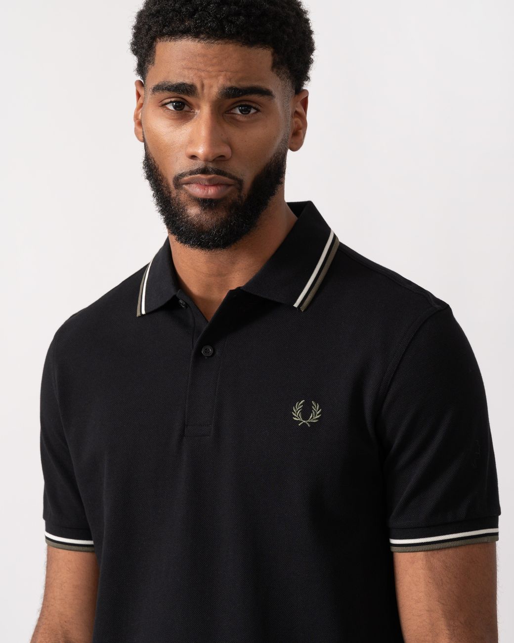 Fred Perry Black Twin Tipped Signature Polo Shirt for men