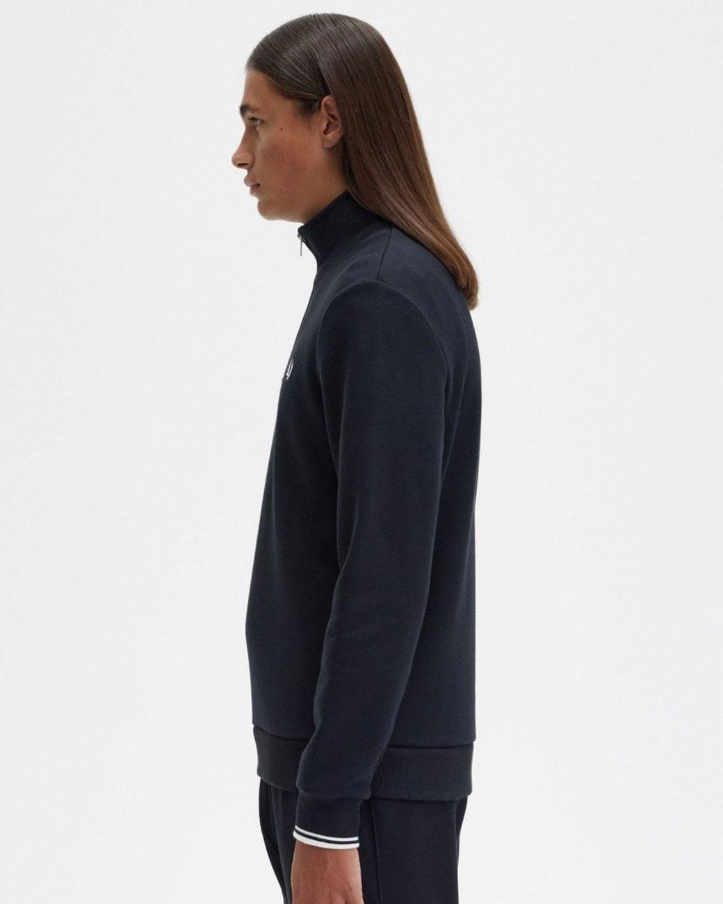 Fred Perry Blue Half Zip Sweatshirt Size: L for men
