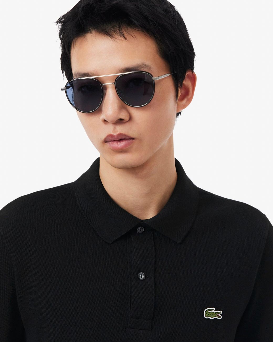 Lacoste Black Original L.12.12 Slim Fit Petit Piqué Cotton Polo Shirt for men