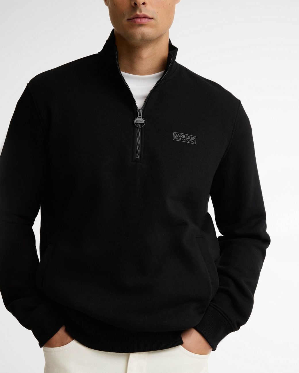 Barbour Black Essential Half Zip Sweatshirt for men