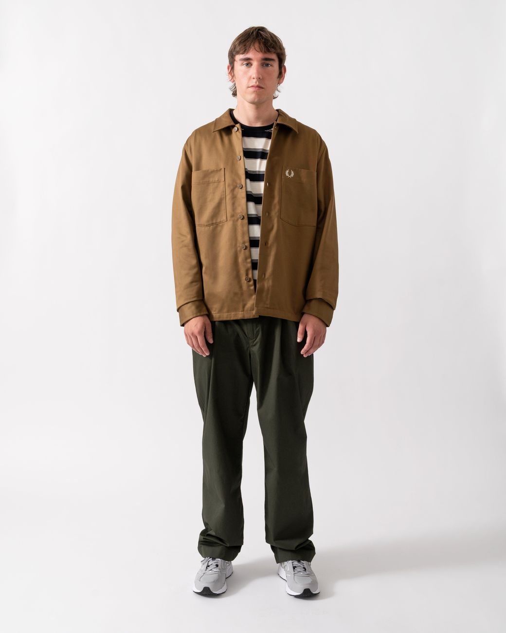 Fred Perry Brown Twill Overshirt for men