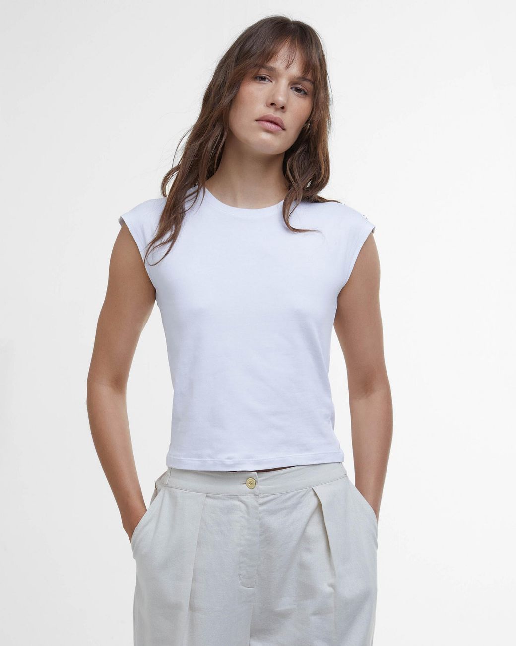 Barbour White Priya Sleeveless Top