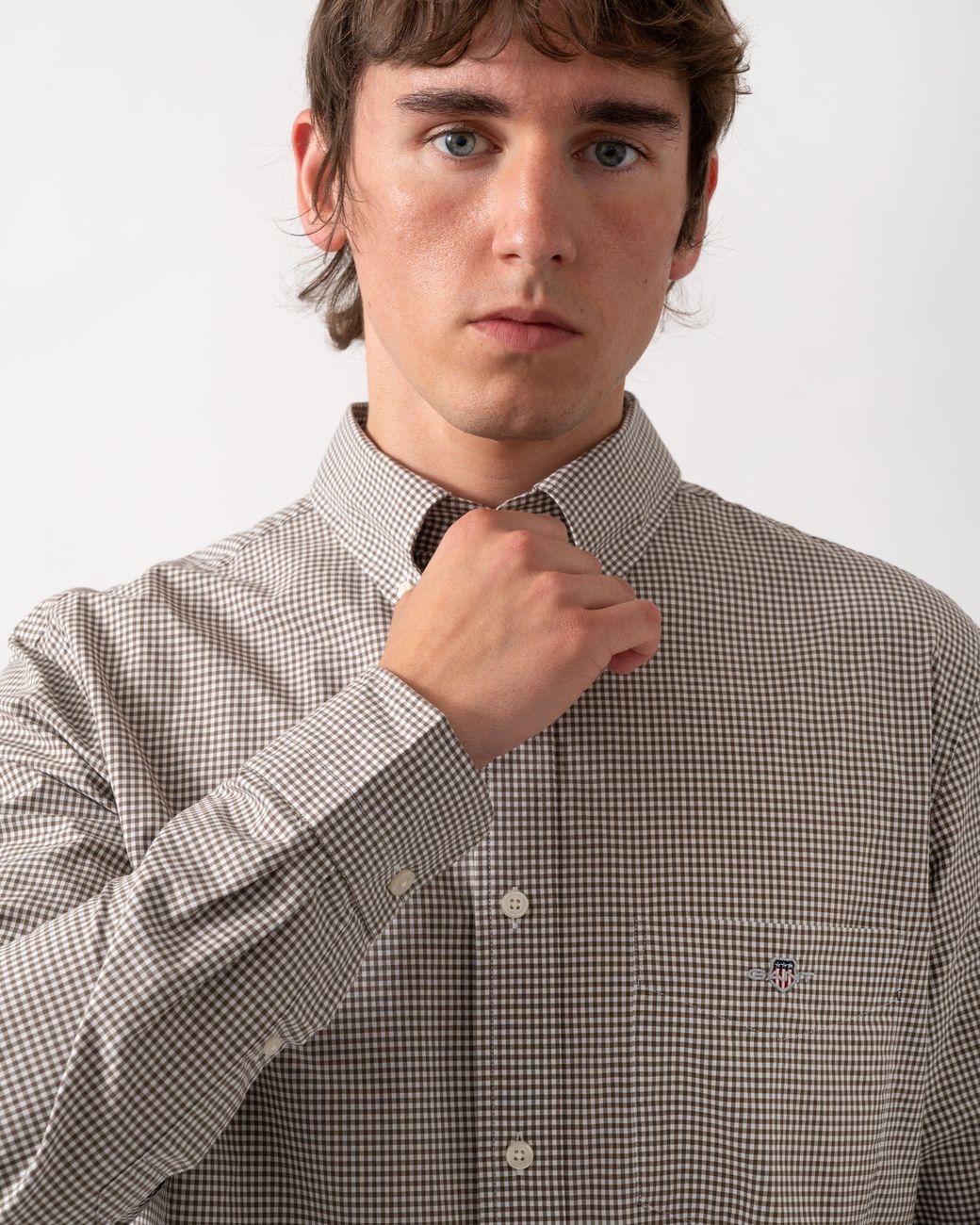 Gant Gray Regular Fit Classic Poplin Gingham Shirt for men
