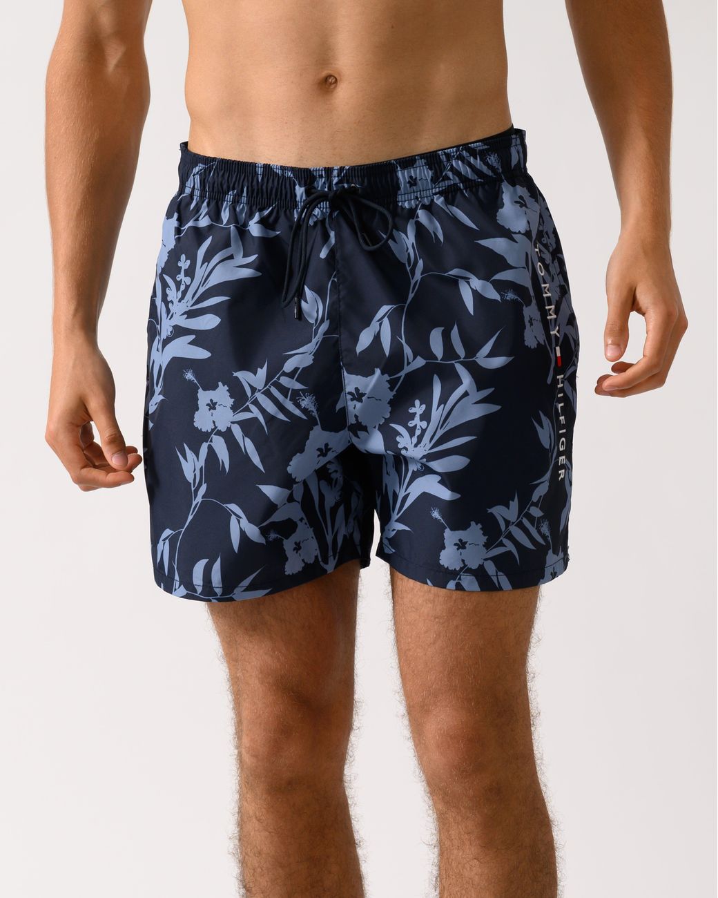 Tommy Hilfiger Blue Medium Drawstring Leaf Print Swim Shorts for men