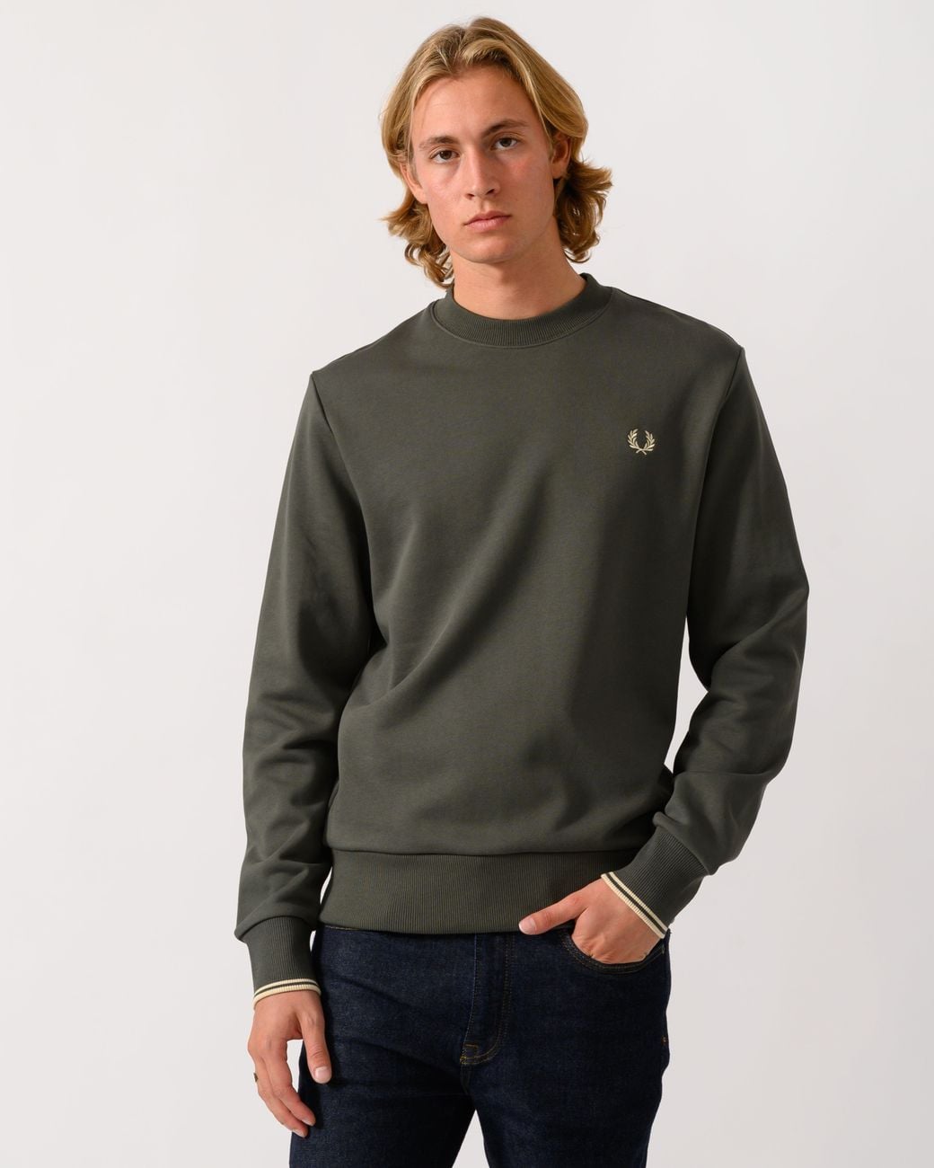 Fred Perry Gray Crew Neck Sweatshirt for men