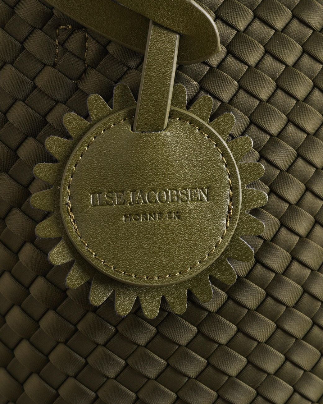 Ilse Jacobsen Green Braided Woven Shell Tote Bag