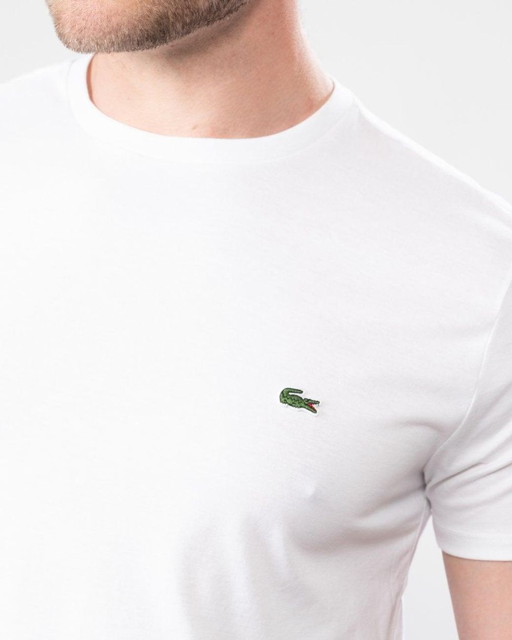Lacoste White Crew Neck Pima Cotton Jersey T-Shirt for men