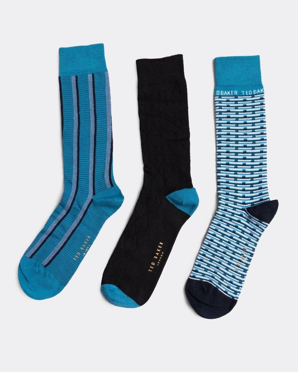 Ted Baker Focus Three Pack Of Socks in Blue for Men