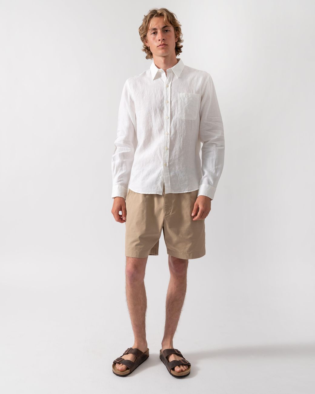 COLORFUL STANDARD White Long Sleeve Linen Shirt for men