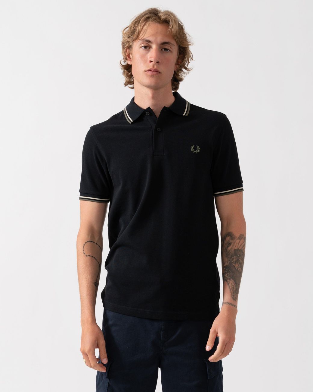 Fred Perry Black Twin Tipped Signature Polo Shirt for men
