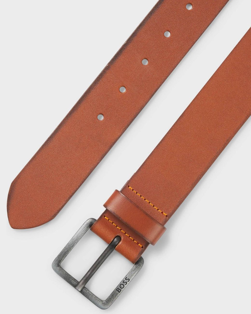 Boss Brown Jeeko Leather Belt With Logo Buckle for men