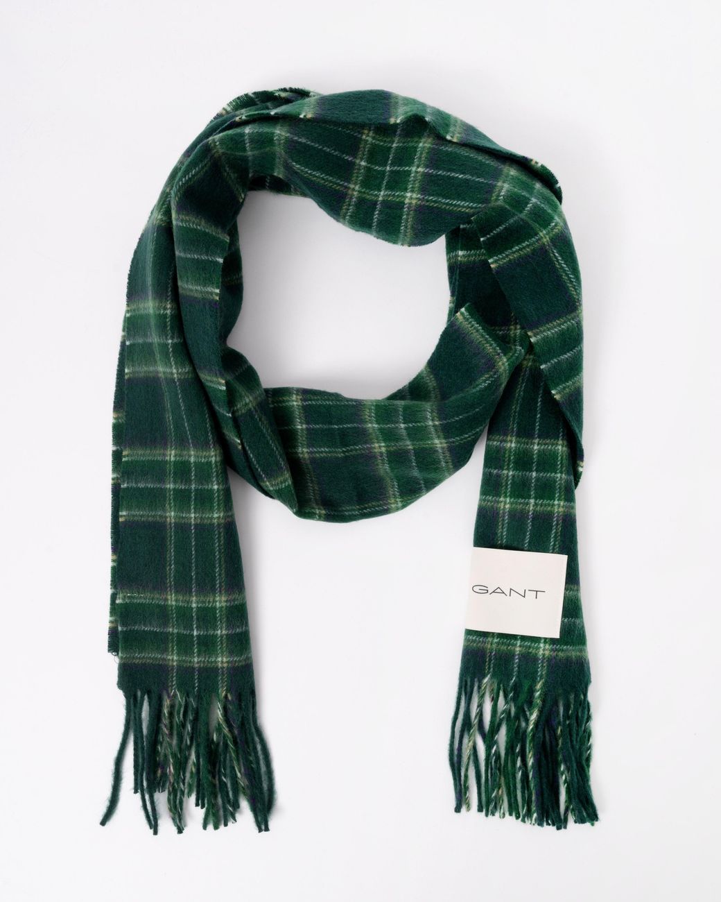 Gant Green Checked Wool Scarf for men