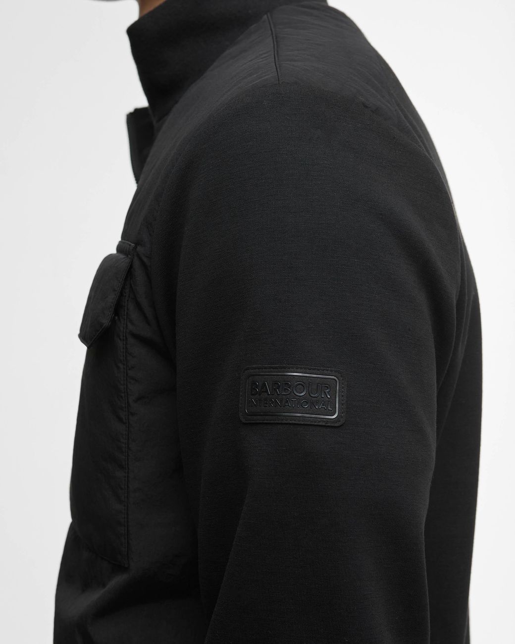 Barbour Black Ethan Funnel Neck Quilted Sweat for men