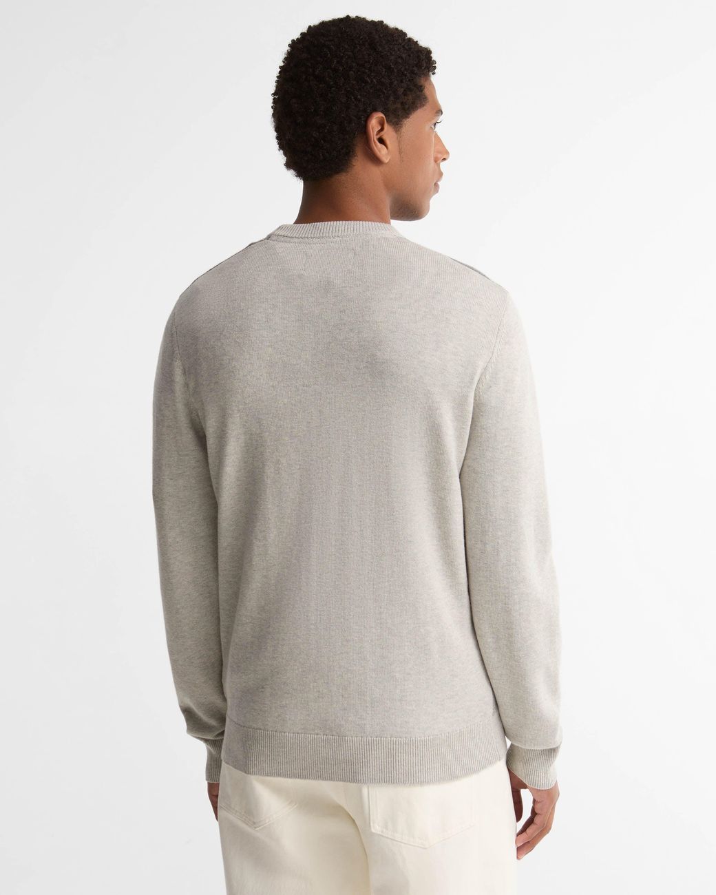 Barbour White Mineral Tartan Crew Neck Sweater for men