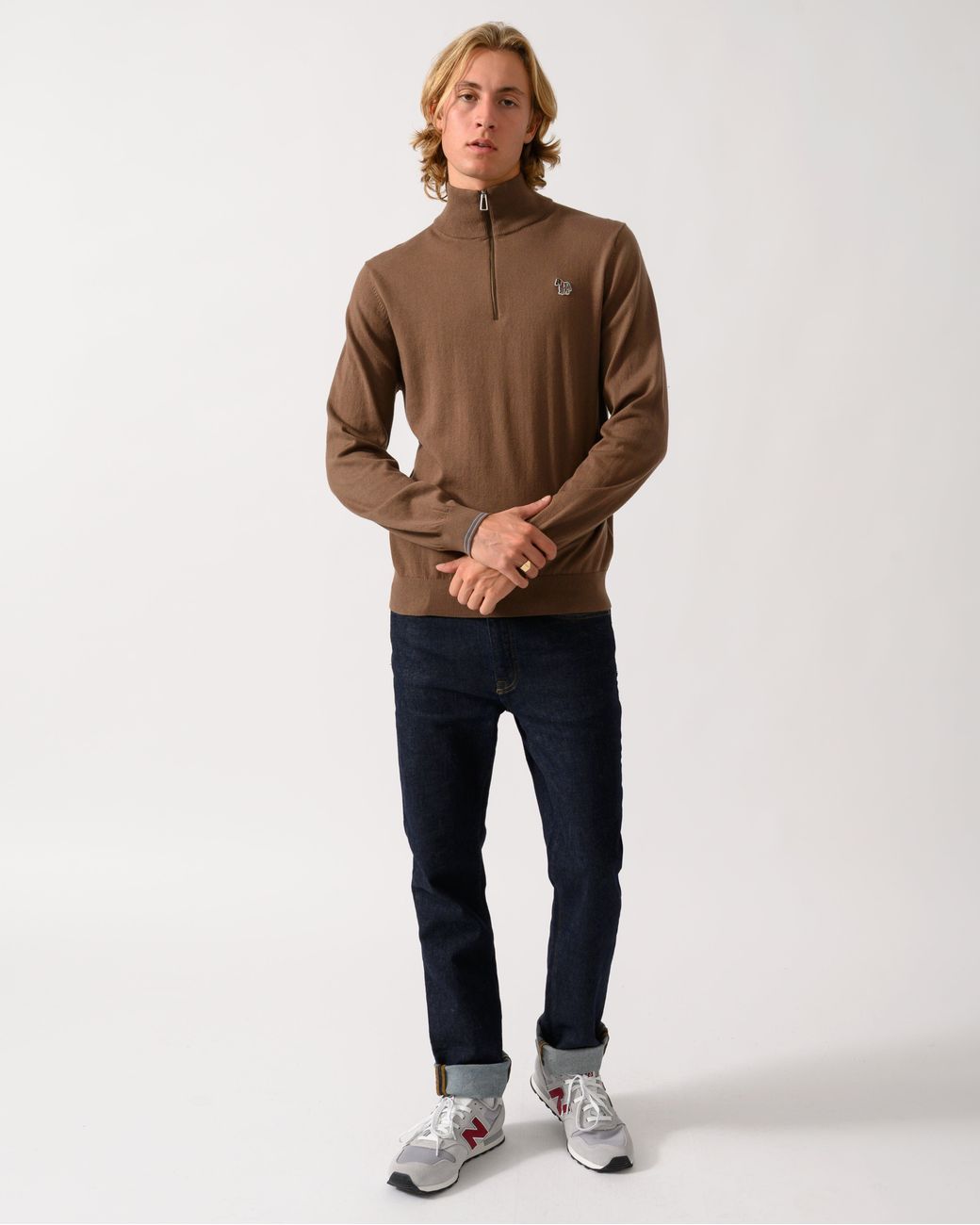 Paul Smith Brown Ps 1/4 Zip Zebra Badge Sweater for men