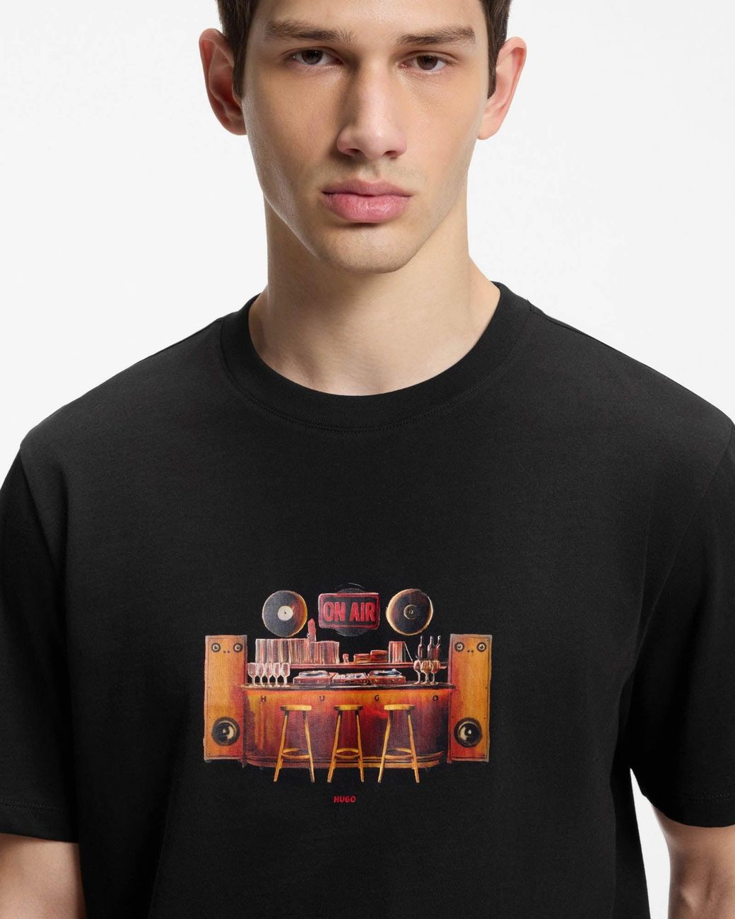 HUGO Black Durectee Graphic T-Shirt for men