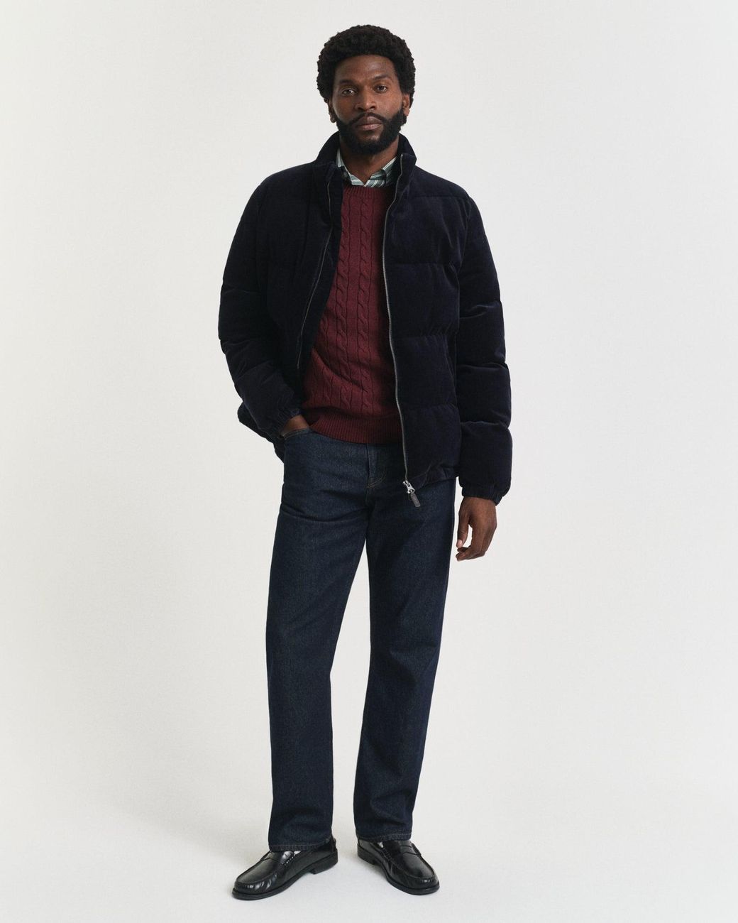Gant Red Cotton Cable Knit Crew Neck Jumper for men