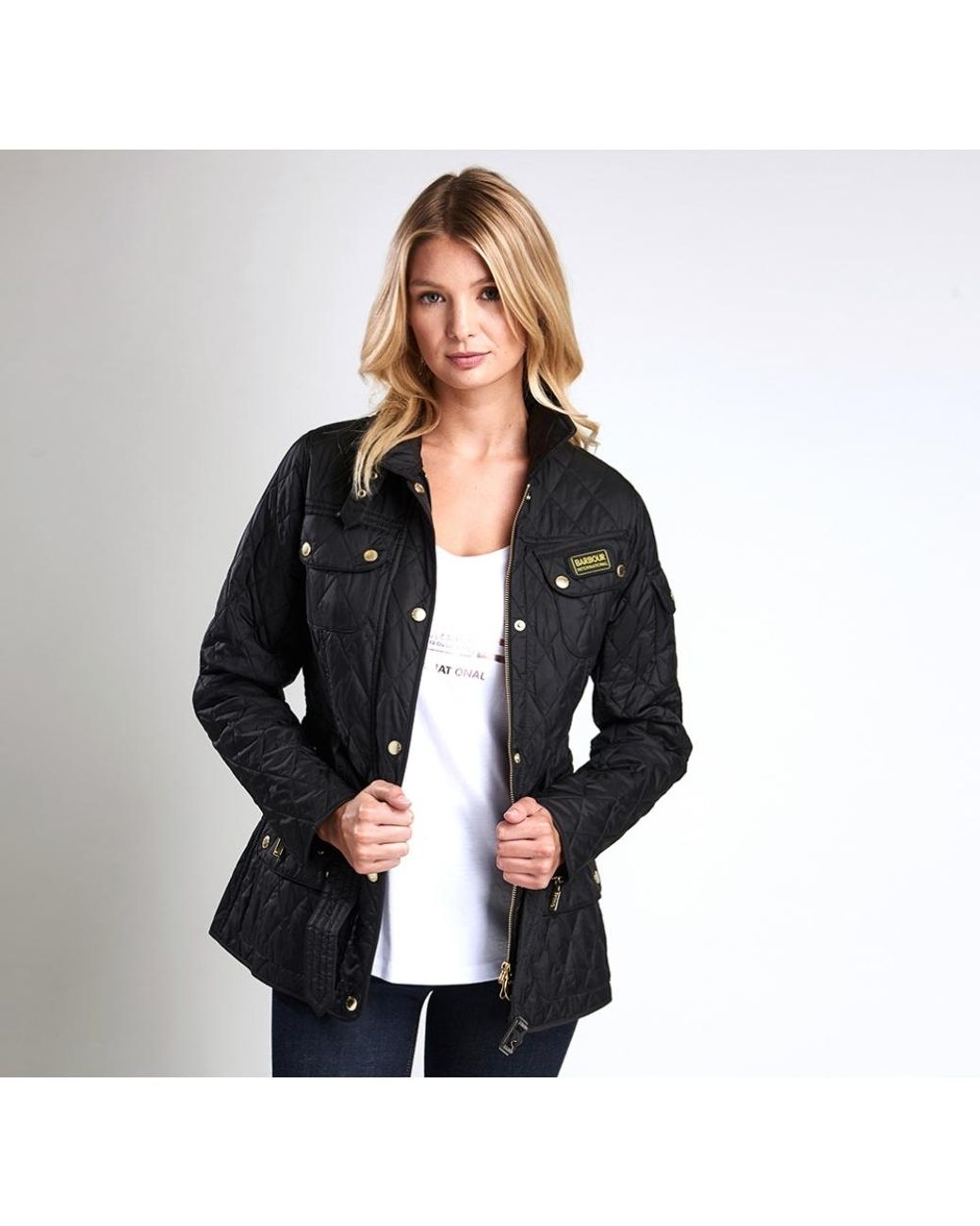 black lightweight quilted jacket