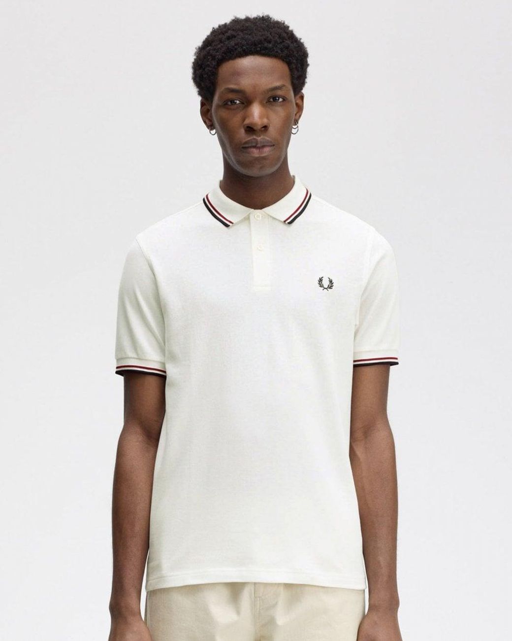 Fred Perry White Twin Tipped Signature Polo Shirt Nos for men
