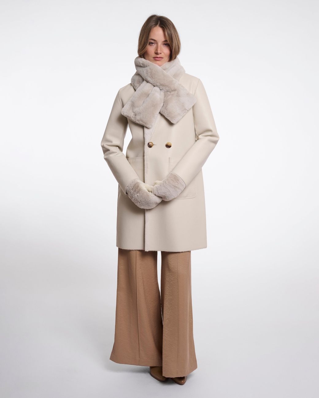 Rino & Pelle Natural Stip Faux Fur Scarf