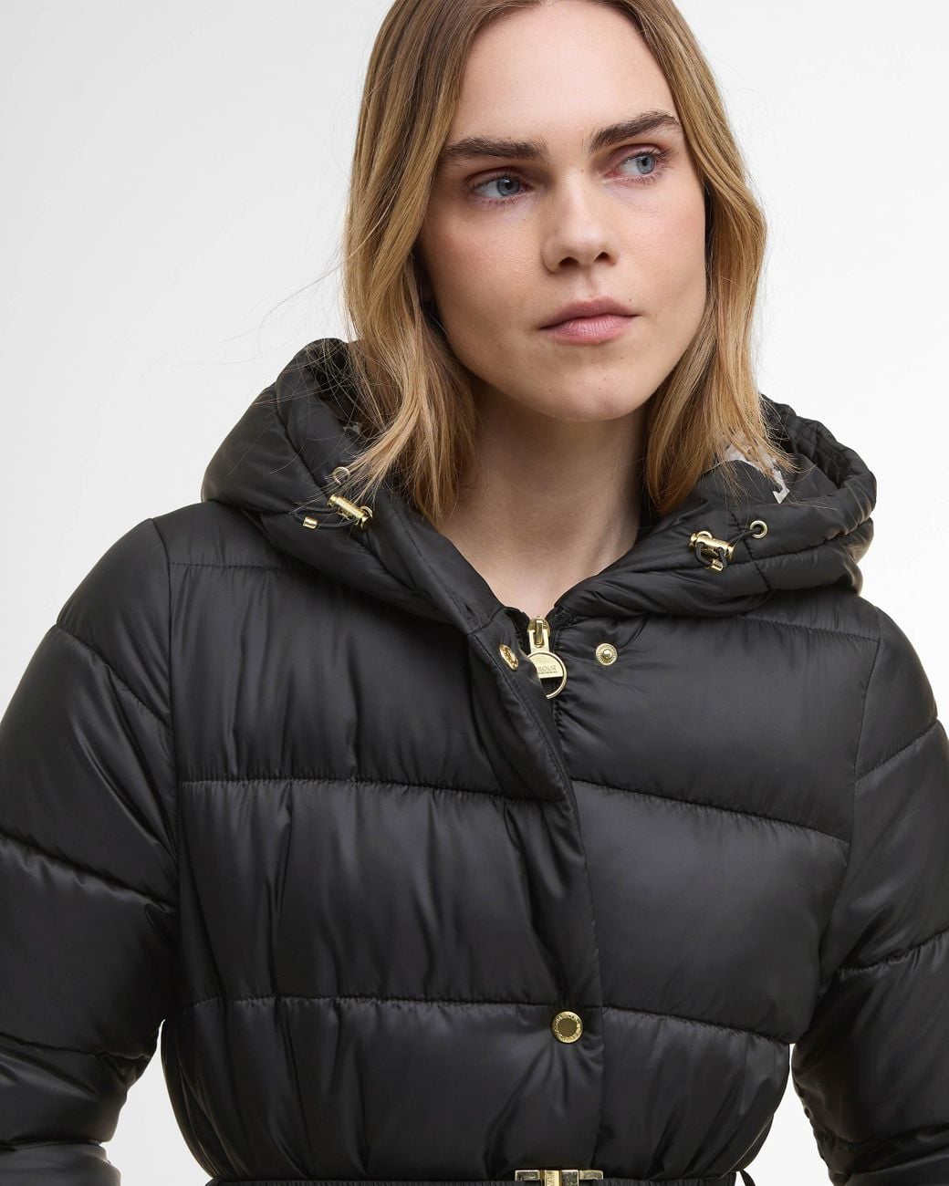 Barbour Black Short Track Line Puffer Jacket
