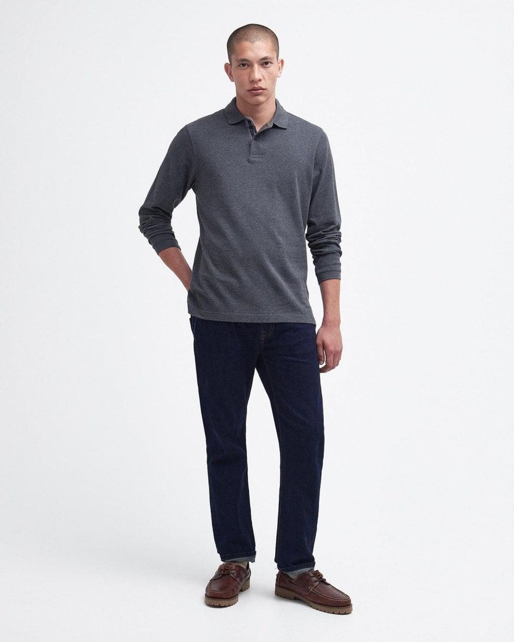 Barbour Blue Sports Long Sleeve Polo Shirt for men