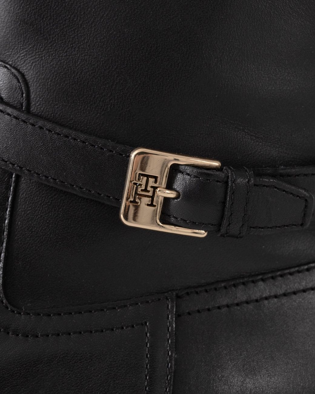 Tommy Hilfiger Black Th Buckle Riding Leather Booties