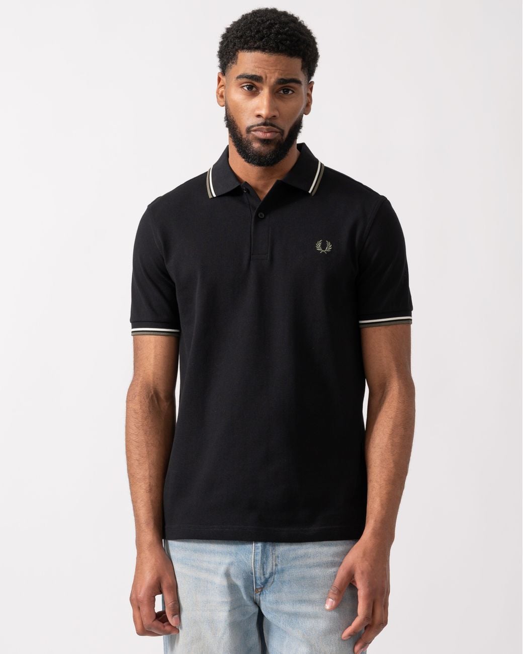 Fred Perry Black Twin Tipped Signature Polo Shirt for men