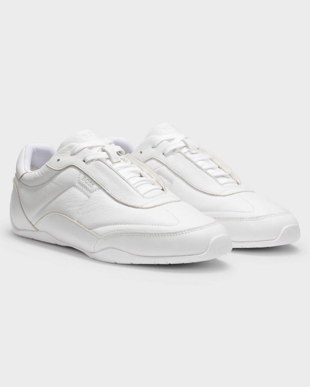 Boss White Jaylen Leather Trainers With Logo Detail for men