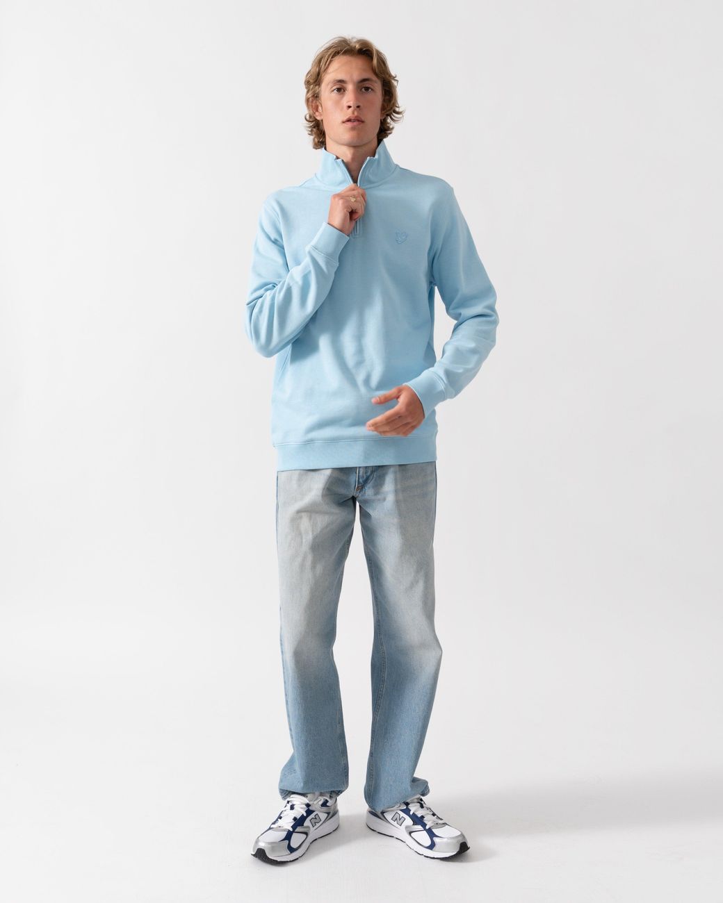Lyle & Scott Blue Lyle & Scott Superfine Quarter Zip Sweatshirt for men