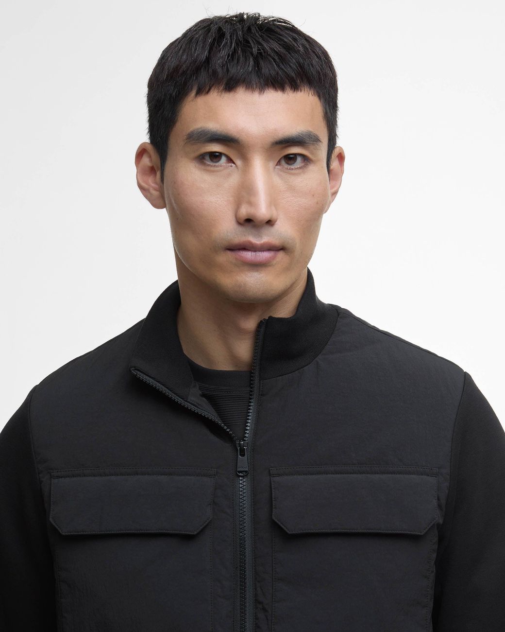 Barbour Black Ethan Funnel Neck Quilted Sweat for men