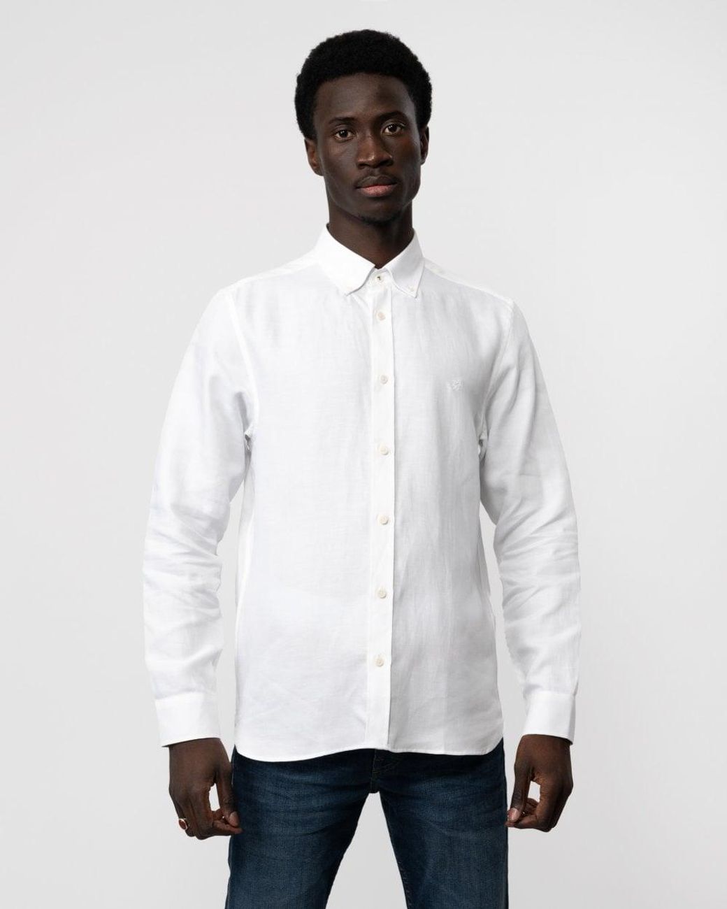 Ted Baker White Ognon Long Sleeve Cotton Lyocell Script Shirt for men