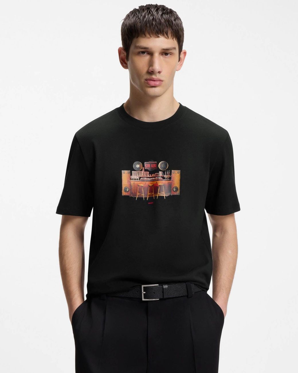 HUGO Black Durectee Graphic T-Shirt for men