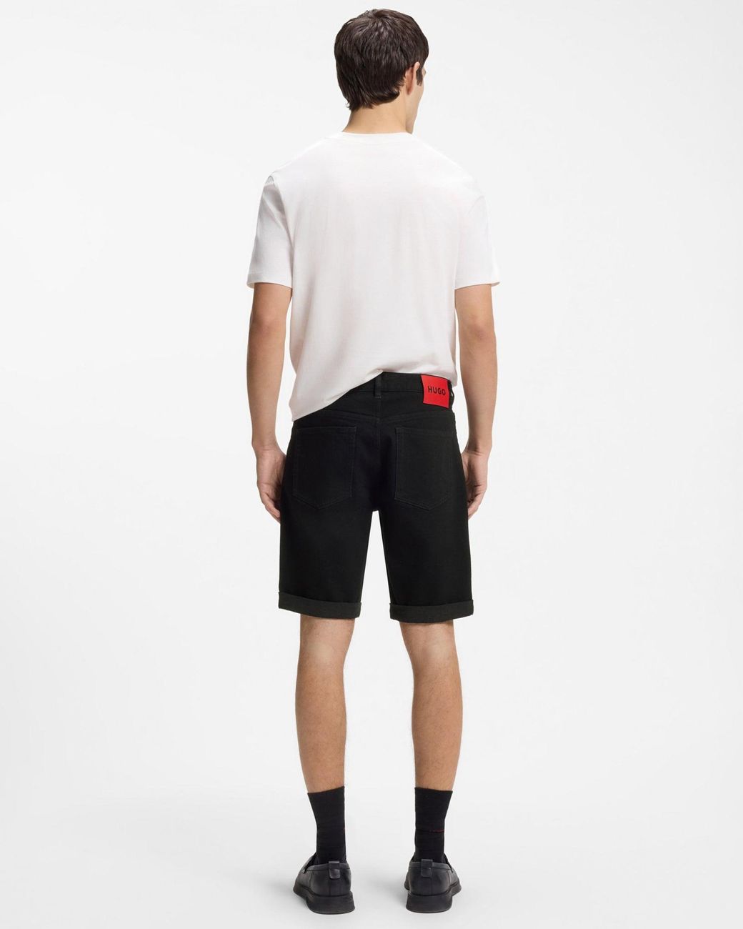 HUGO Black 634 Tapered Fit Denim Shorts for men