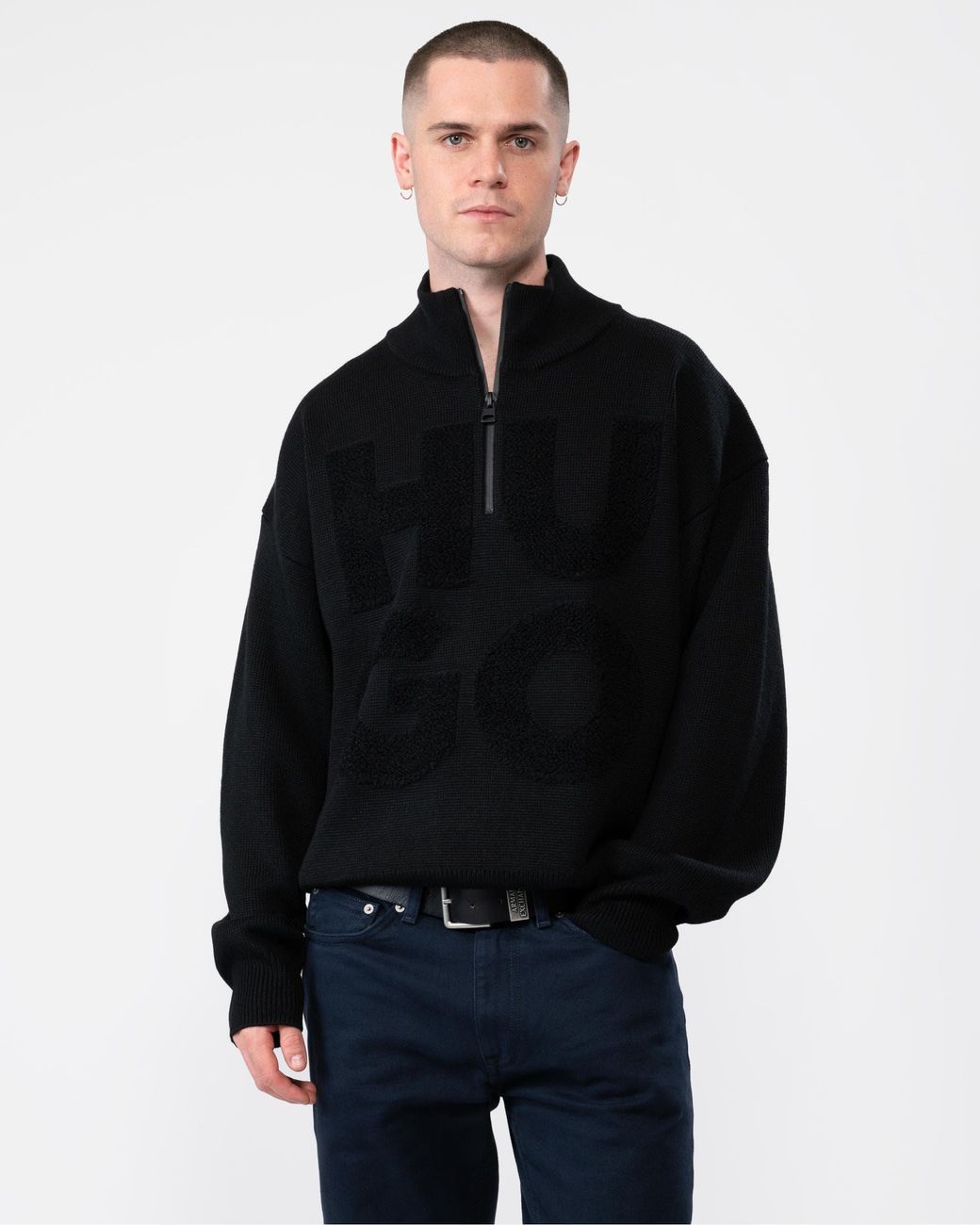 HUGO Black Sonel Sweater Size: L for men