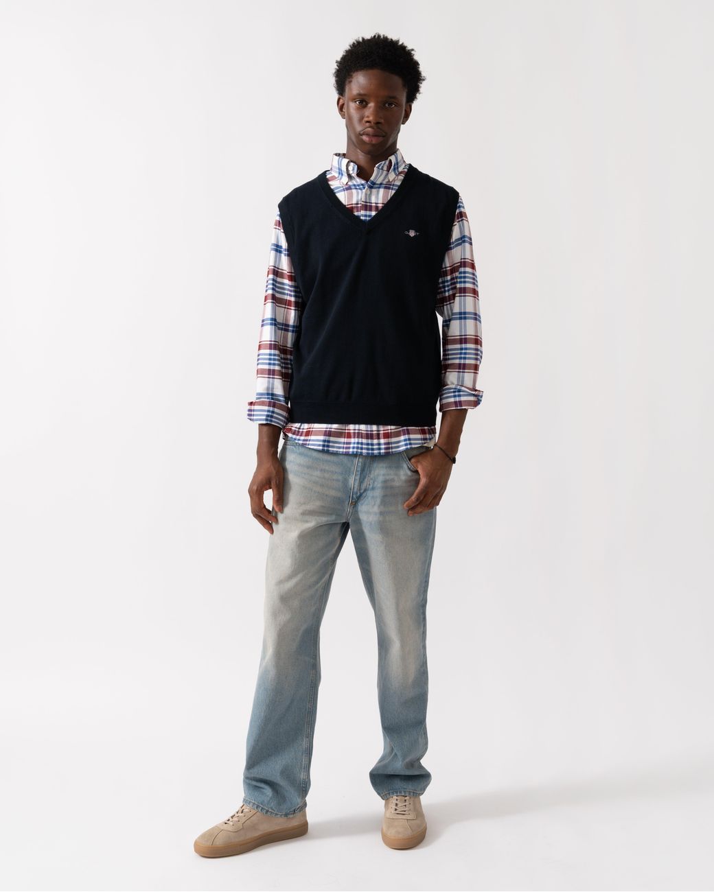 Gant Black Classic Cotton Knit Vest for men