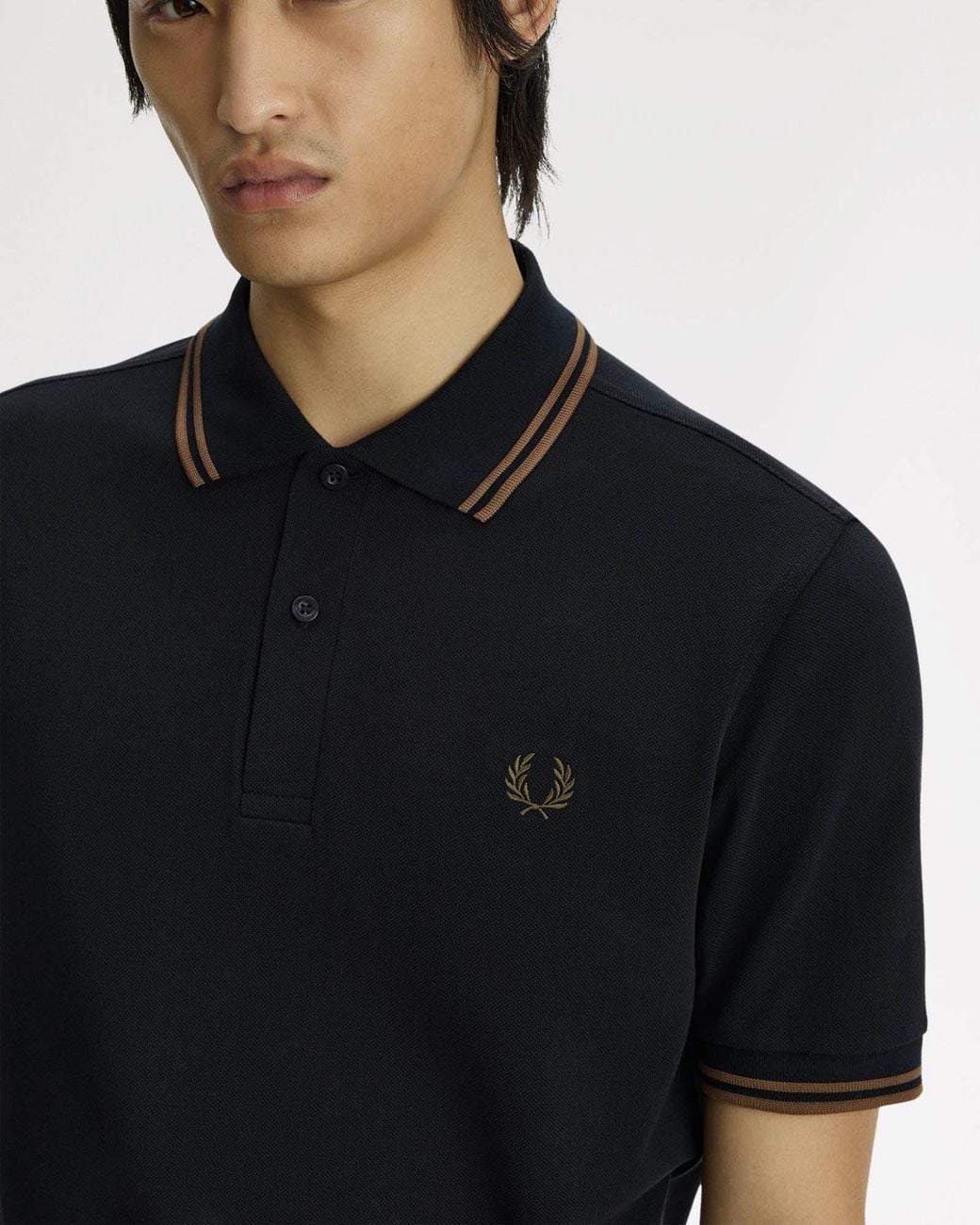 Fred Perry Black Twin Tipped Signature Polo Shirt for men