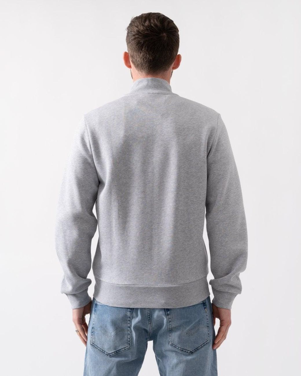 Lacoste Blue Regular Fit Brushed Fleece Zippered Sweatshirt Chine Cca, Size: M for men