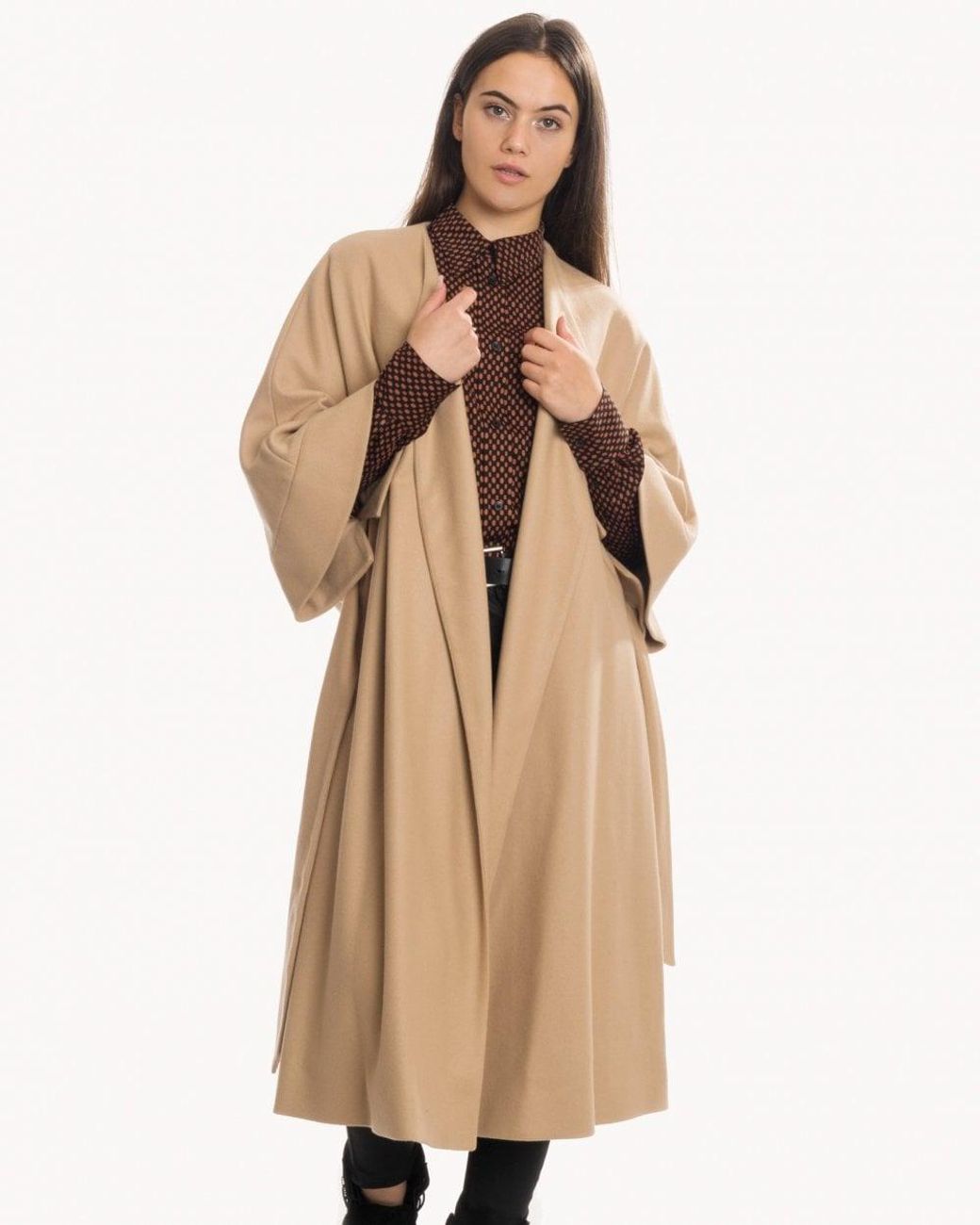 Calvin Klein Natural Wool Cashmere Wrap Coat