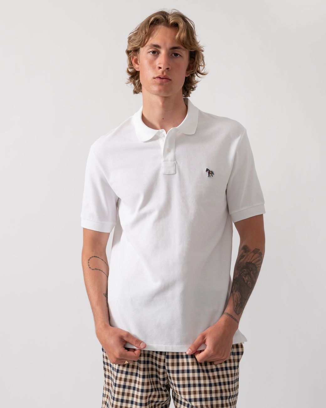 Paul Smith White Ps Regular Fit Short Sleeve Cotton-Piqué Zebra Logo Polo Shirt for men