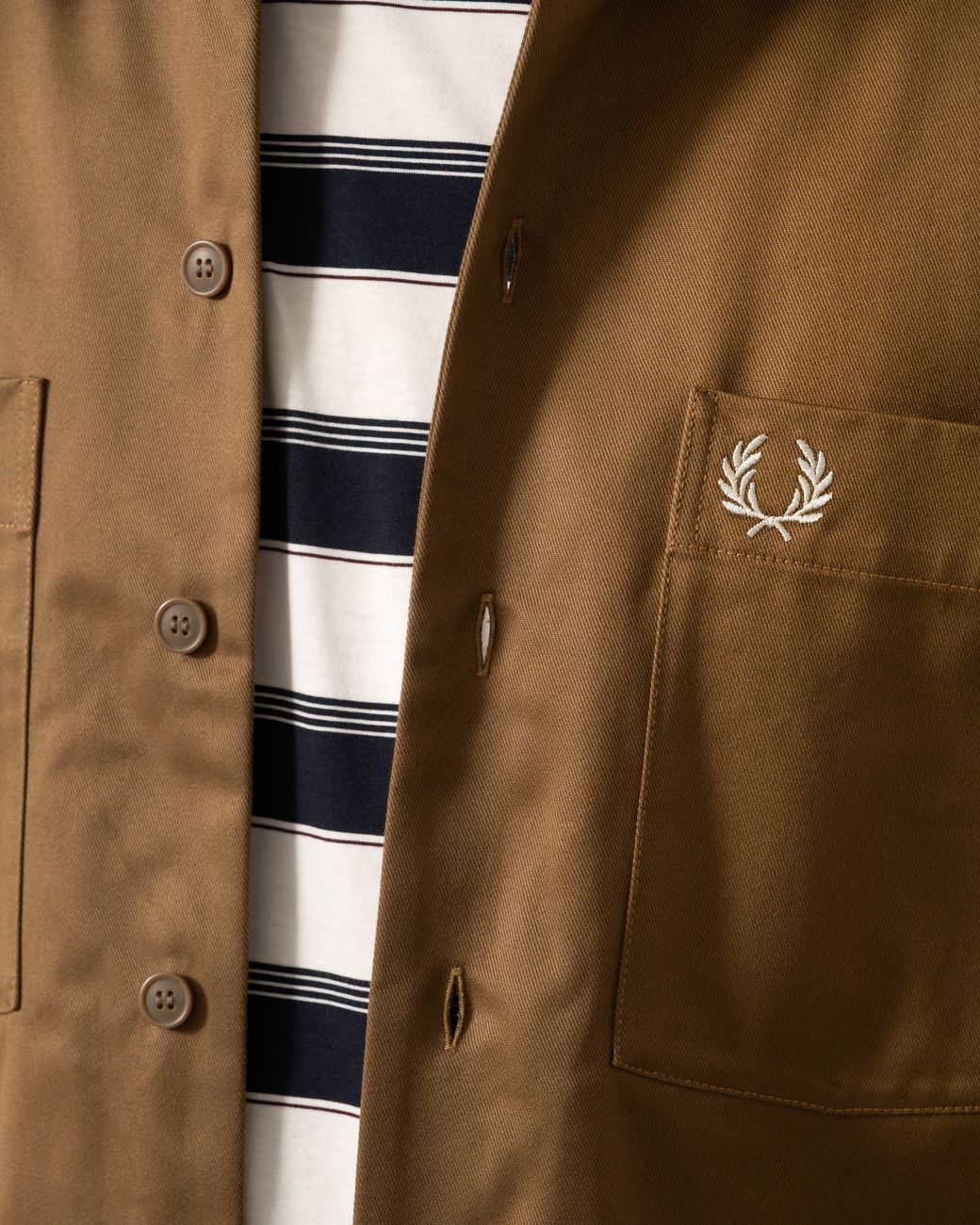 Fred Perry Brown Twill Overshirt for men