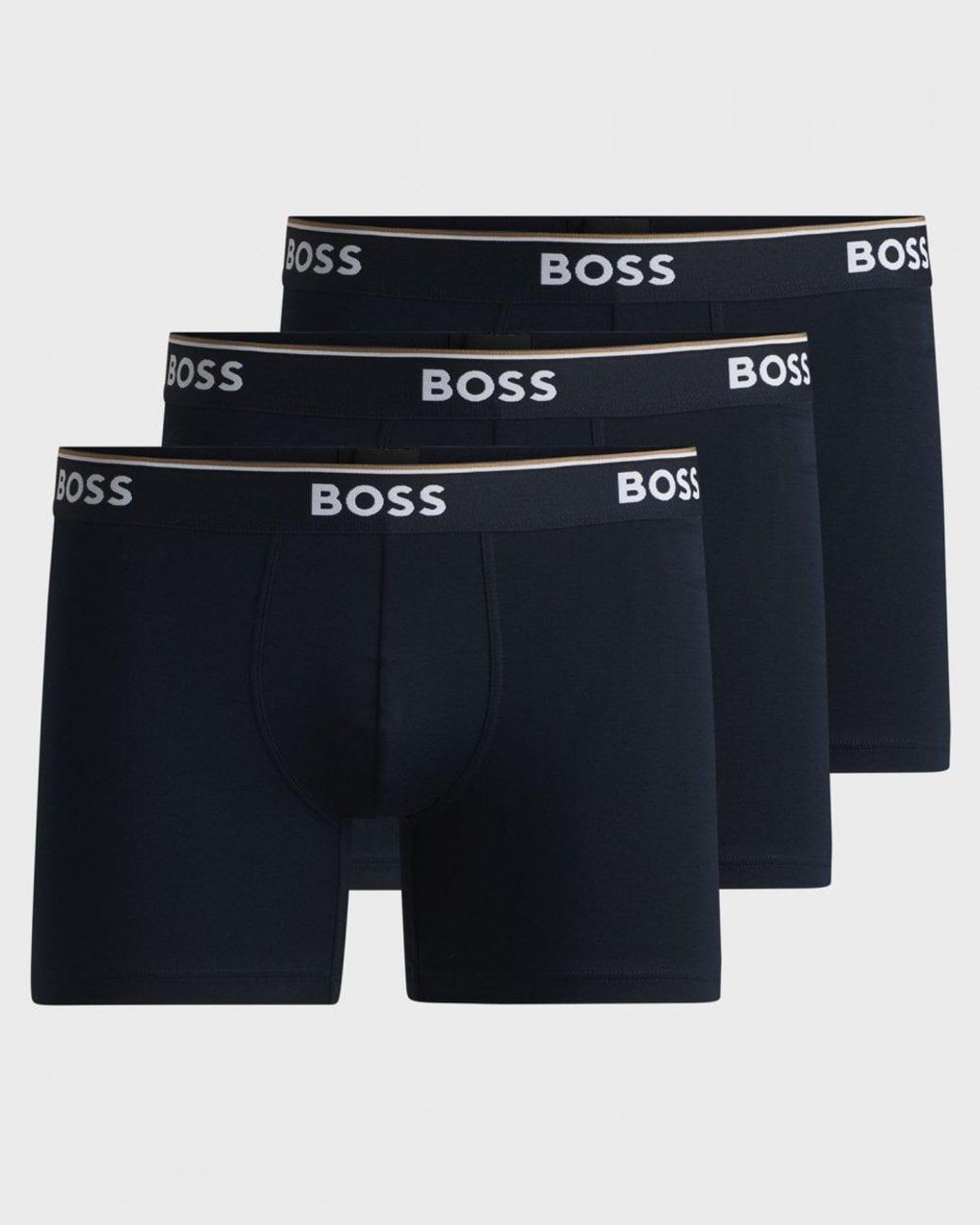 Boss Blue Power Three Pack Stretch Cotton Boxer Briefs With Logos Nos Size: M for men
