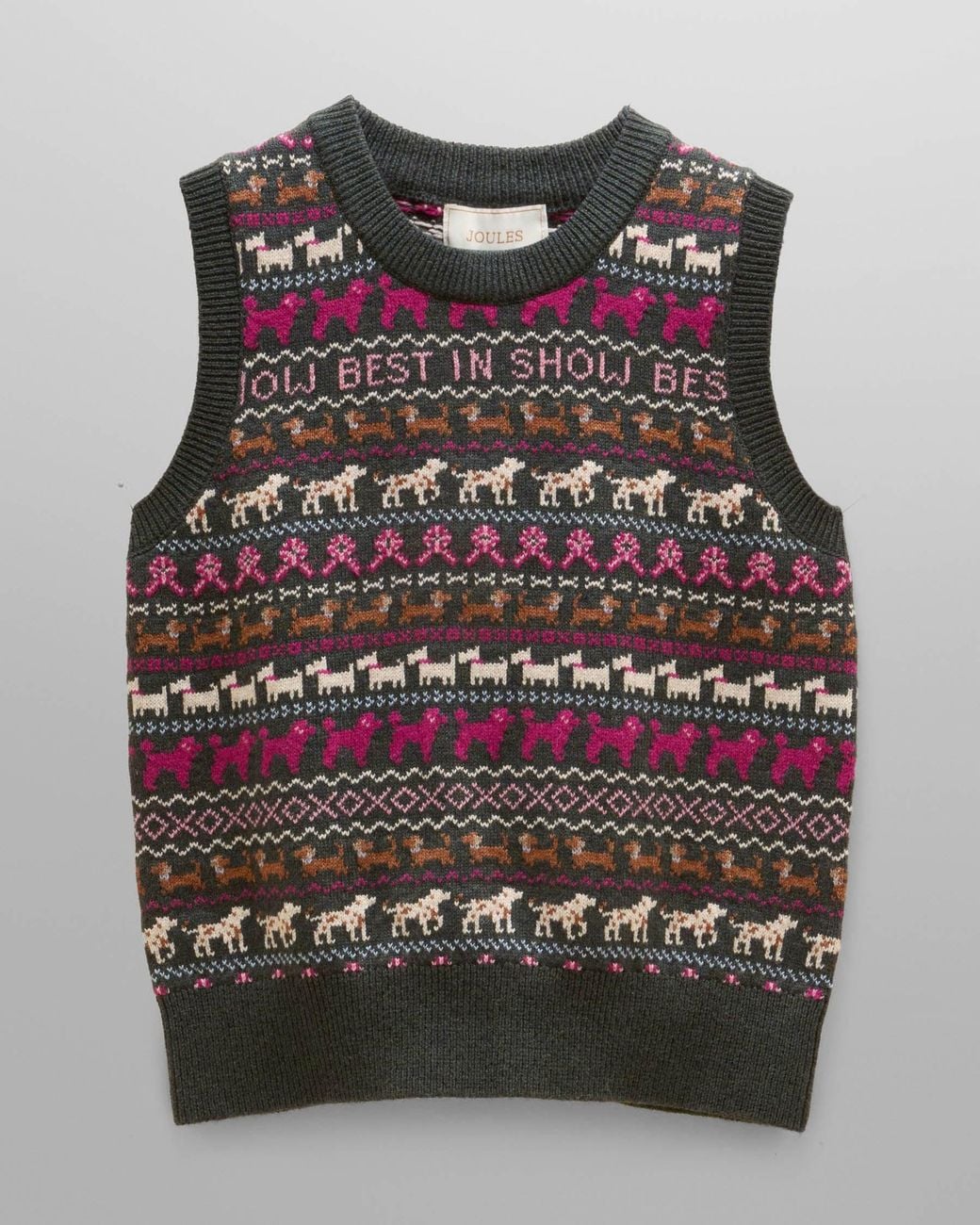 Joules Gray Cotton Blend Crew Neck Knitted Tank Top