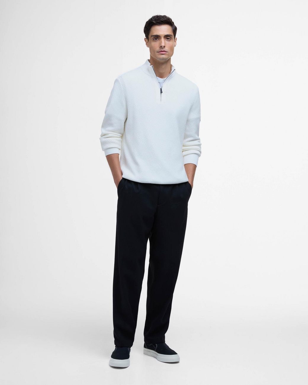 Barbour White Dune Funnel Neck Jumper for men